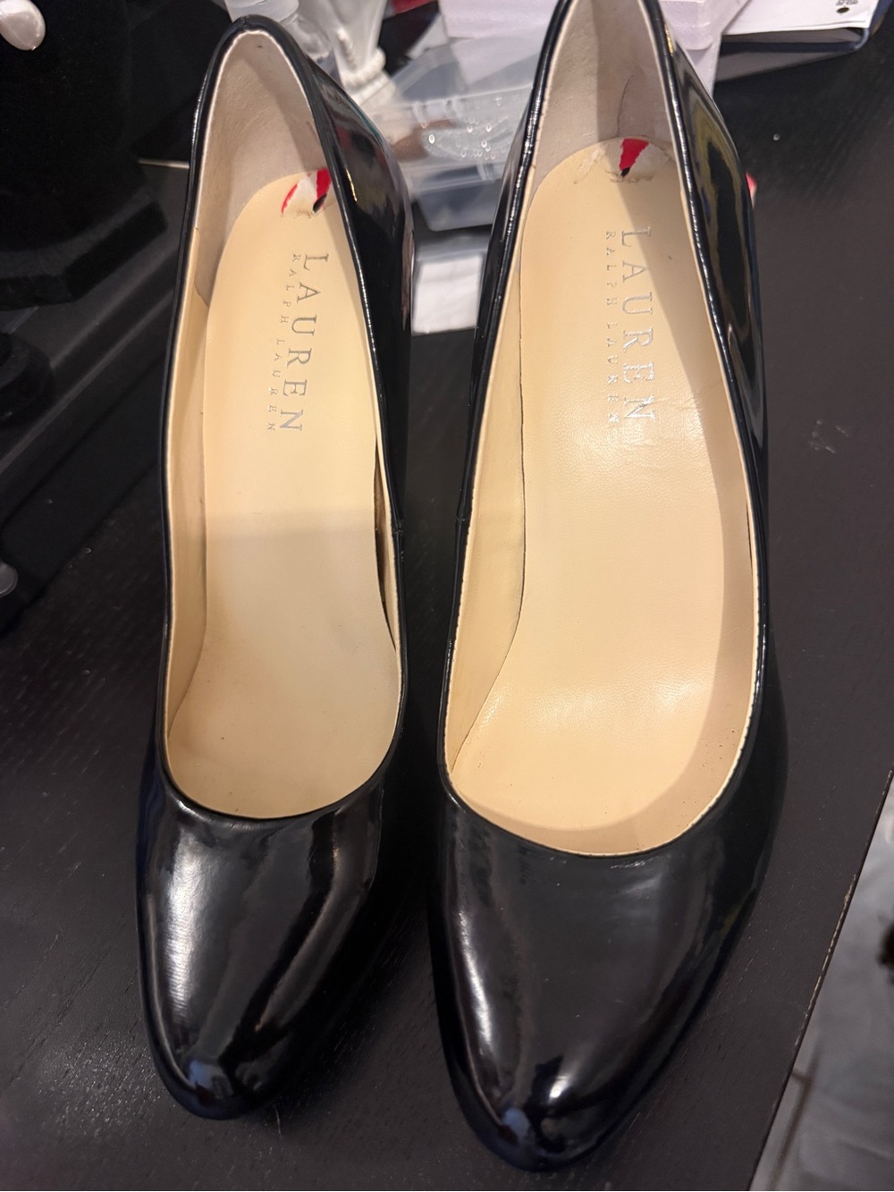 Ralph Lauren Black Patent Leather Pointed-Toe Pumps